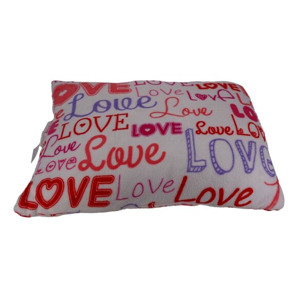 White Throw Pillow Decor with Print "Love" - Picture 3 of 4